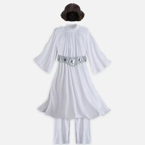 DISNEY STORE Star Wars Princess Leia DELUXE Hooded Robe Costume w/ Wig sz 5-6